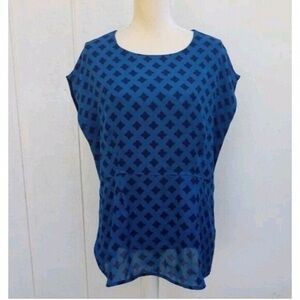 CAbi Navy Geometric Women's Blouse